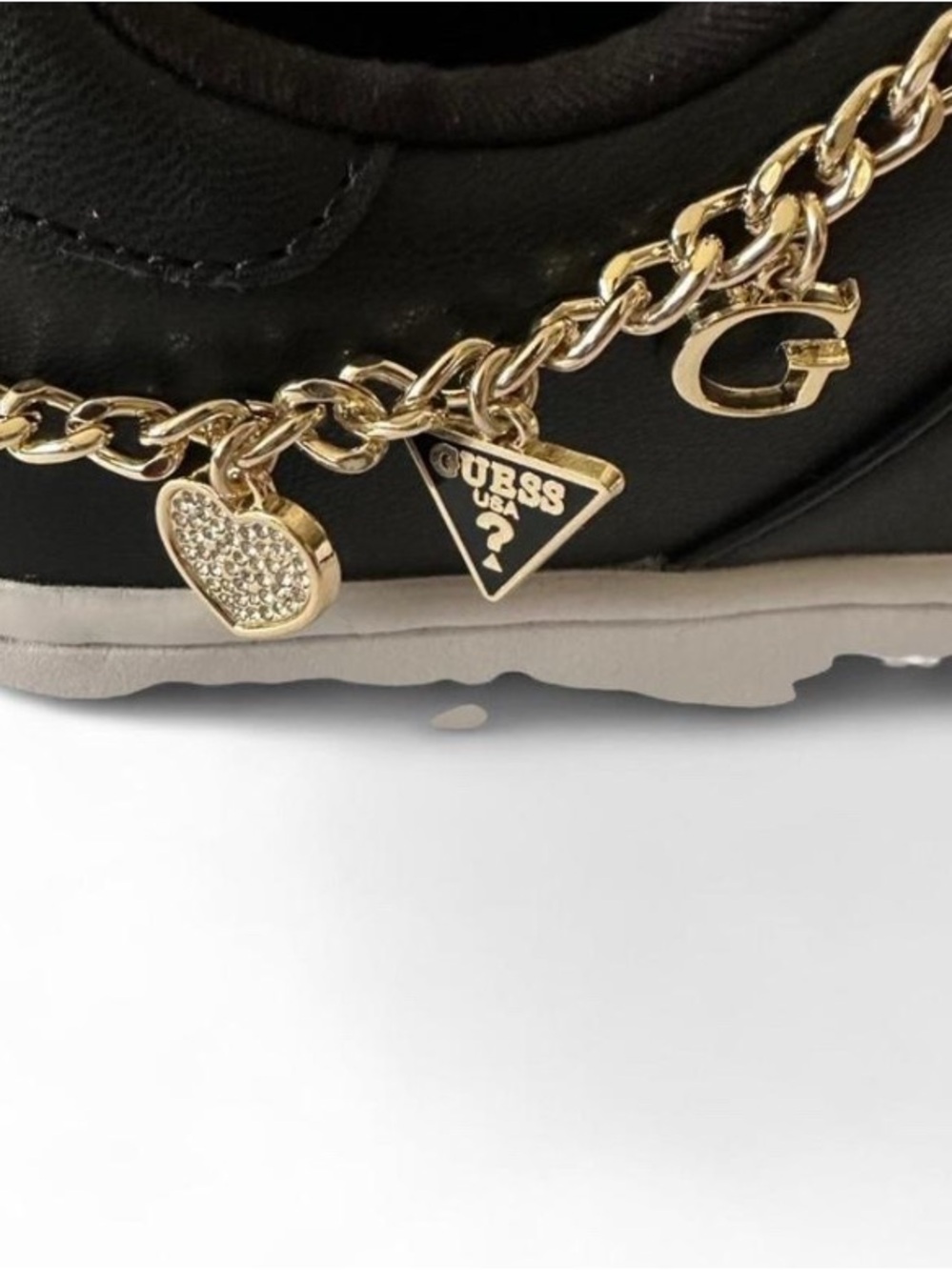 GUESS Black Sneakers with Gold Charm Chain - Picture 16 of 16